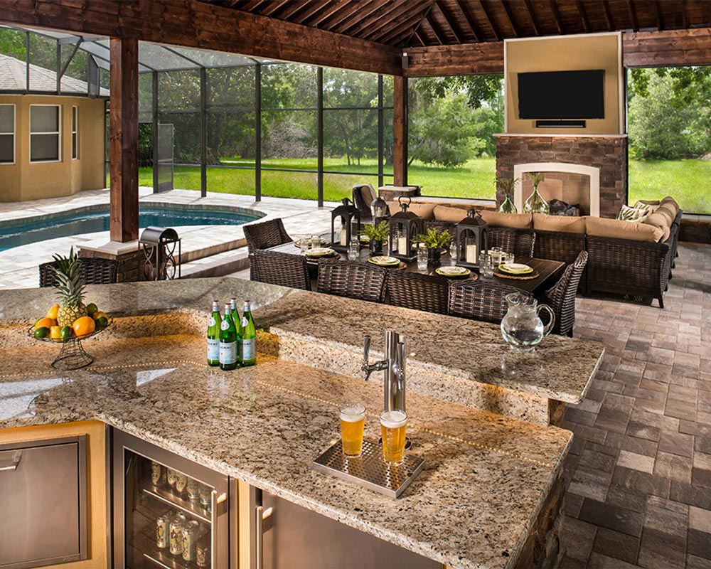 outdoor kitchen and dining set