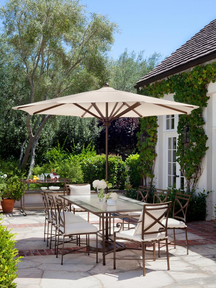 outdoor dining table with umbrella