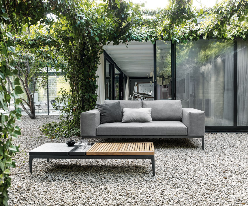 outdoor sofa and coffee table